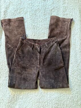 BEBE Vintage Dark Brown Suede Straight-Leg Pants